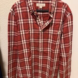Aeropostale Men's Red and White Plaid Shirt